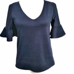 BANANA REPUBLIC V-Neck Flutter Sleeve Ribbed Top